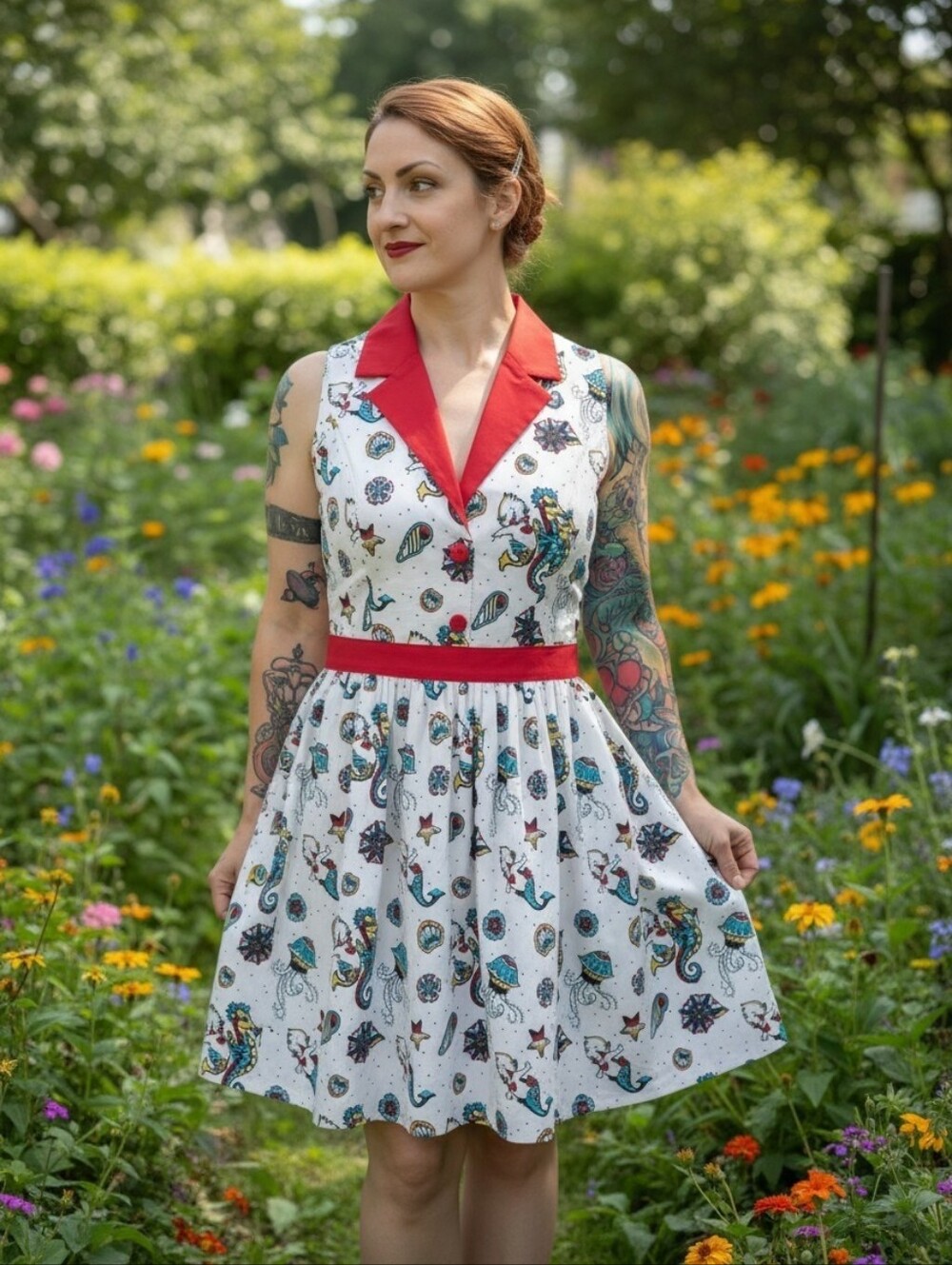 Sourpuss Kewpie Seahorse June Dress Womens Size M